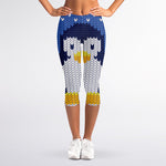 Christmas Penguin Knitted Print Women's Capri Leggings