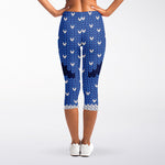 Christmas Penguin Knitted Print Women's Capri Leggings