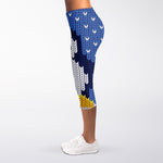Christmas Penguin Knitted Print Women's Capri Leggings