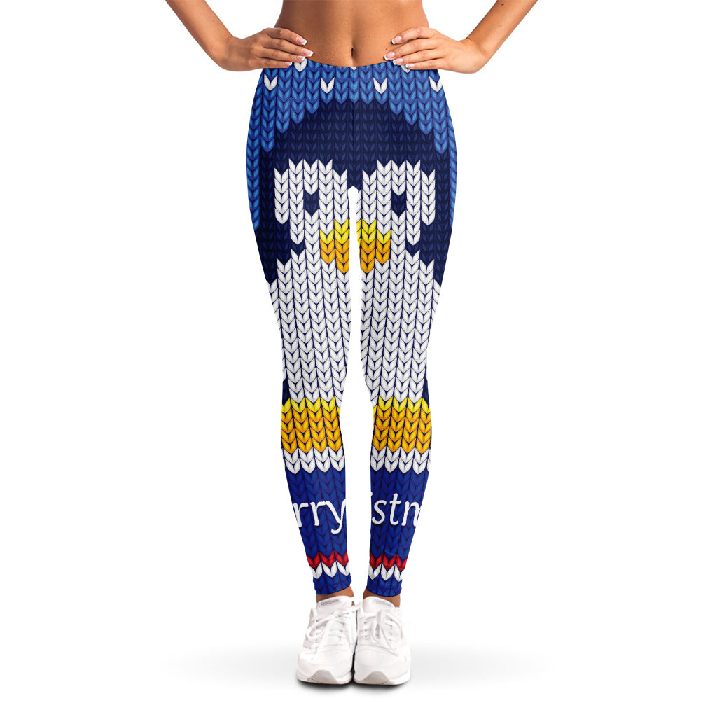 Christmas Penguin Knitted Print Women's Leggings