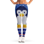 Christmas Penguin Knitted Print Women's Leggings