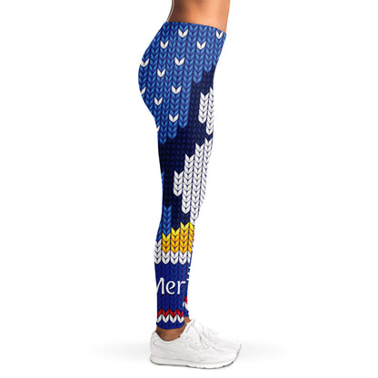 Christmas Penguin Knitted Print Women's Leggings