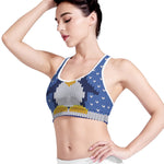 Christmas Penguin Knitted Print Women's Sports Bra