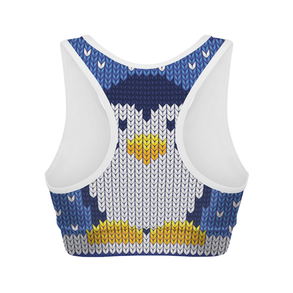 Christmas Penguin Knitted Print Women's Sports Bra