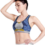 Christmas Penguin Knitted Print Women's Sports Bra