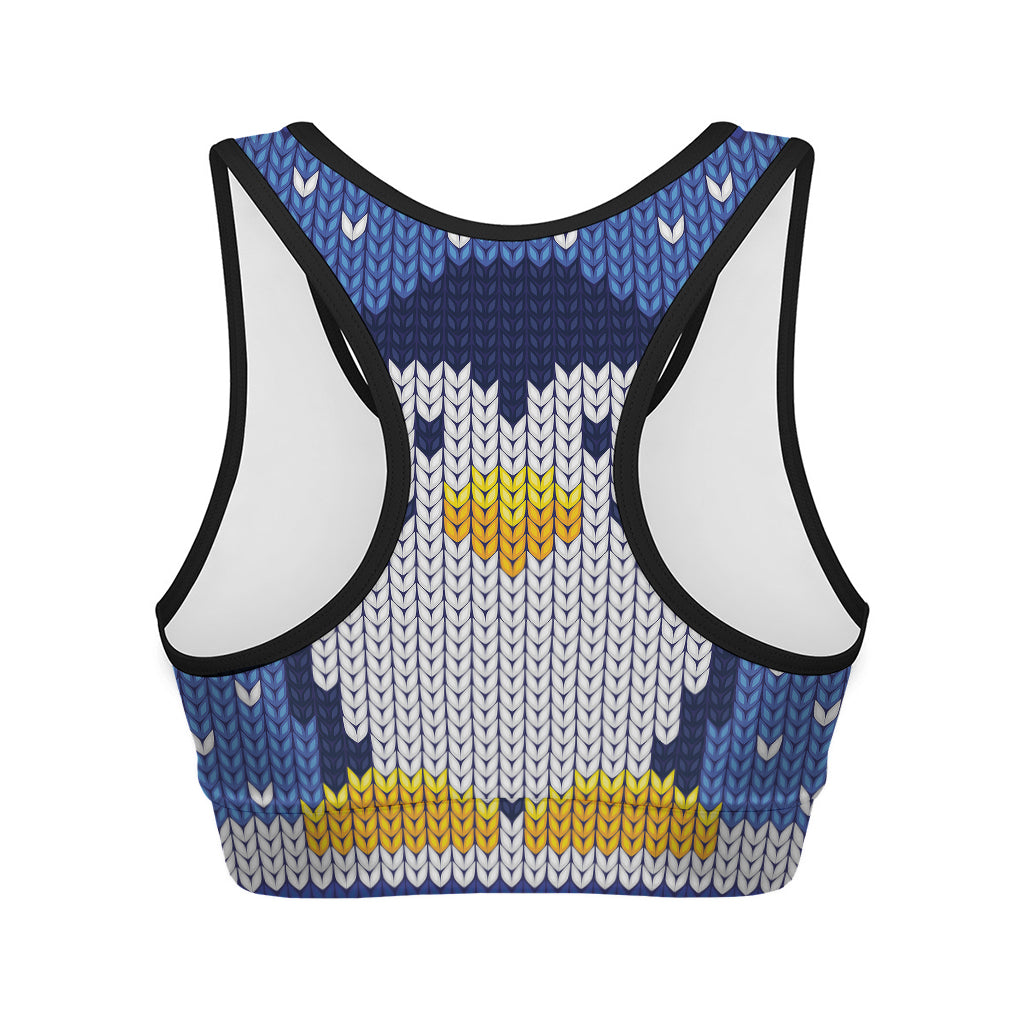 Christmas Penguin Knitted Print Women's Sports Bra