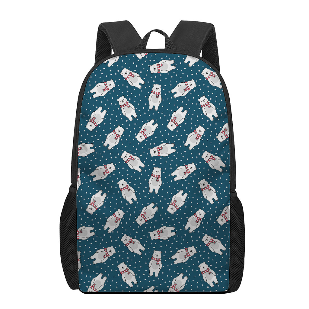 Christmas Polar Bear Pattern Print 17 Inch Backpack