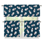 Christmas Polar Bear Pattern Print 3 Piece Kitchen Curtains