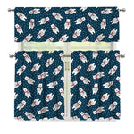 Christmas Polar Bear Pattern Print 3 Piece Kitchen Curtains