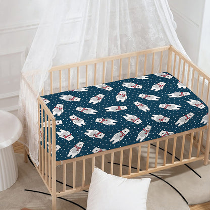 Christmas Polar Bear Pattern Print Baby Crib Sheet