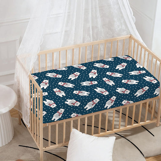 Christmas Polar Bear Pattern Print Baby Crib Sheet