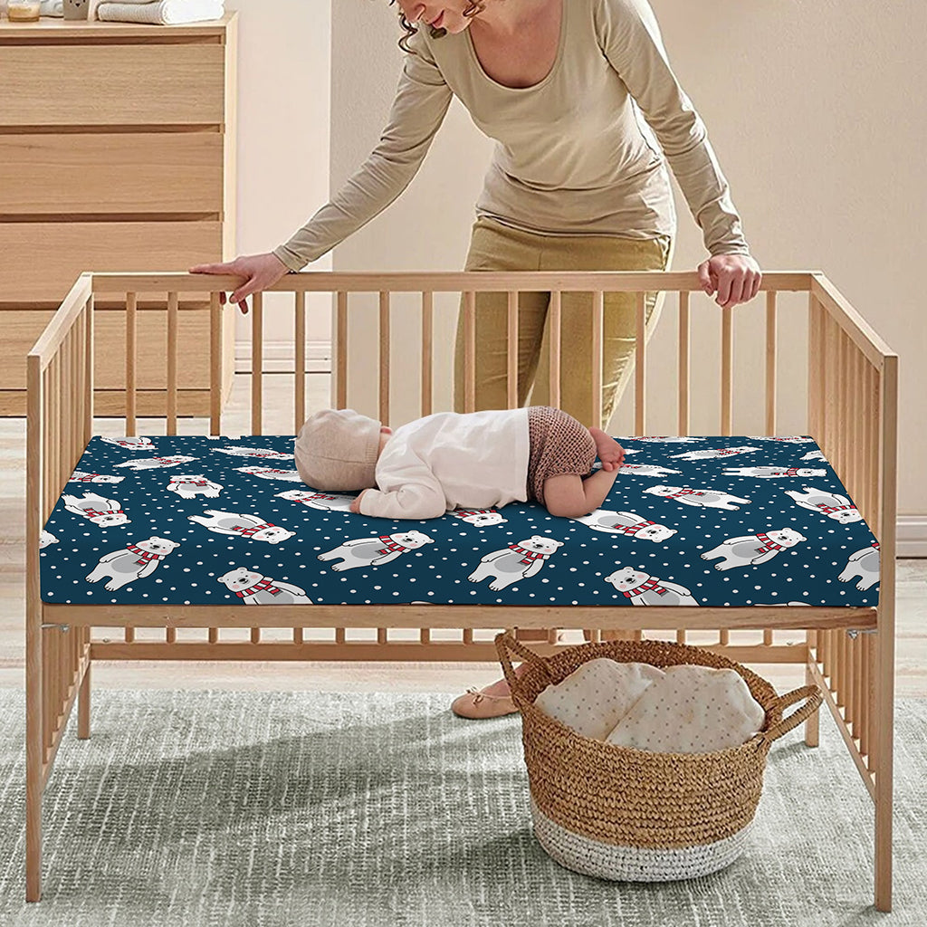 Christmas Polar Bear Pattern Print Baby Crib Sheet