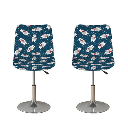 Christmas Polar Bear Pattern Print Bar Stool Covers