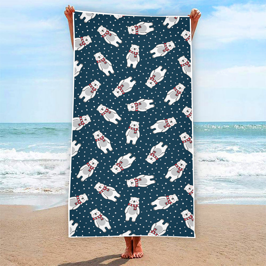 Christmas Polar Bear Pattern Print Beach Towel