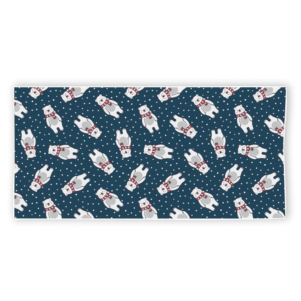 Christmas Polar Bear Pattern Print Beach Towel