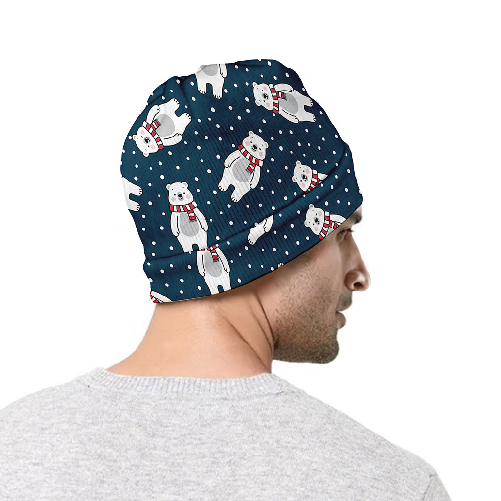Christmas Polar Bear Pattern Print Beanie