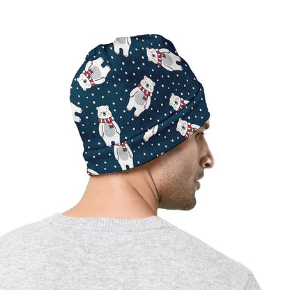 Christmas Polar Bear Pattern Print Beanie