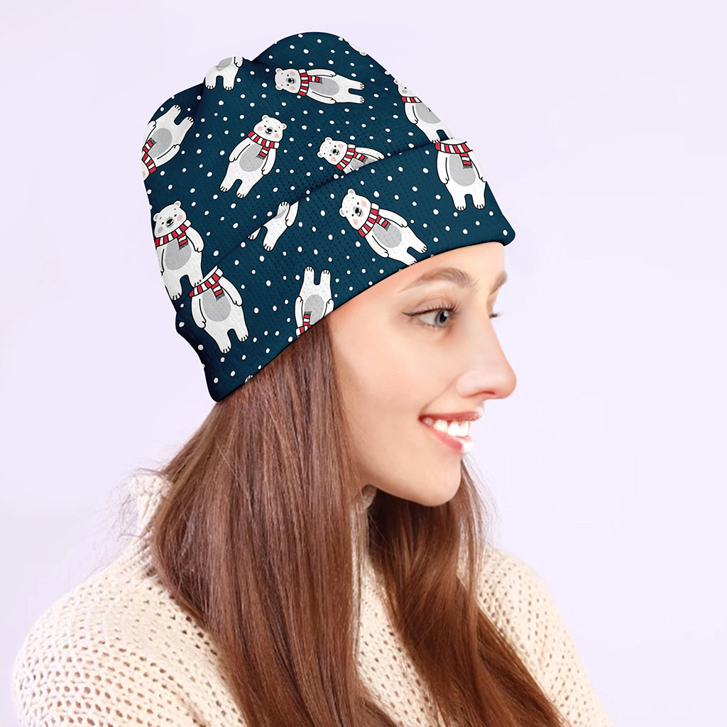 Christmas Polar Bear Pattern Print Beanie