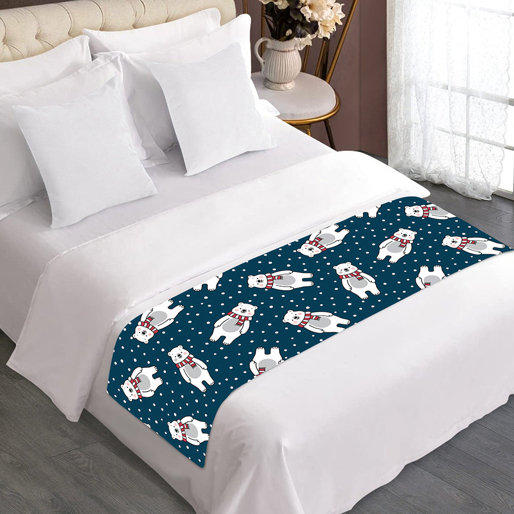 Christmas Polar Bear Pattern Print Bed Runner
