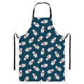 Christmas Polar Bear Pattern Print Bib Apron With Pocket