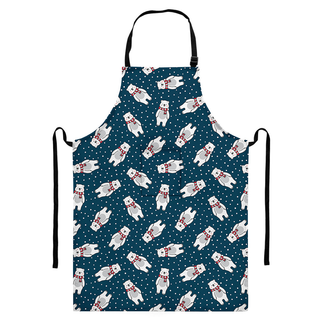 Christmas Polar Bear Pattern Print Bib Apron With Pocket
