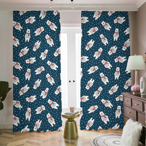 Christmas Polar Bear Pattern Print Blackout Pencil Pleat Curtains