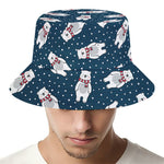 Christmas Polar Bear Pattern Print Bucket Hat