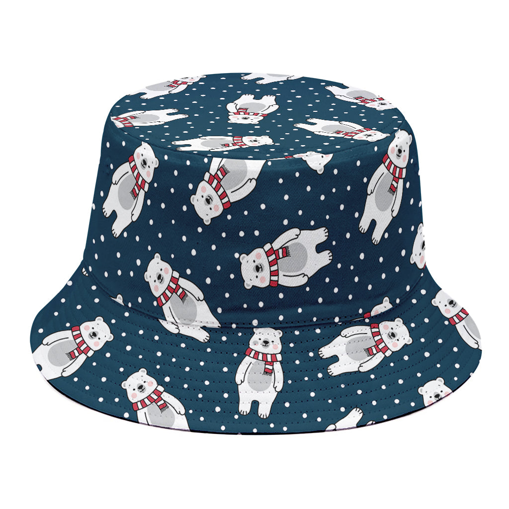 Christmas Polar Bear Pattern Print Bucket Hat