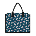 Christmas Polar Bear Pattern Print Canvas Tote Bag