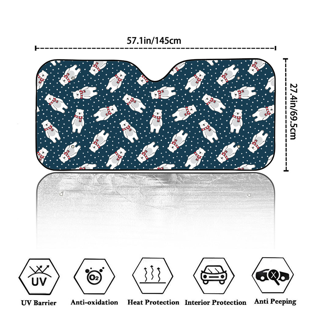 Christmas Polar Bear Pattern Print Car Windshield Sun Shade