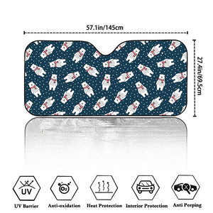 Christmas Polar Bear Pattern Print Car Windshield Sun Shade