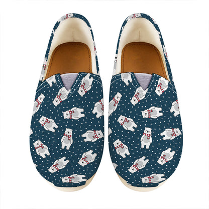 Christmas Polar Bear Pattern Print Casual Shoes