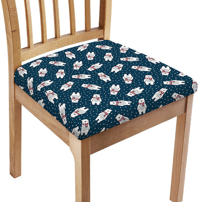 Christmas Polar Bear Pattern Print Chair Cushion Cover