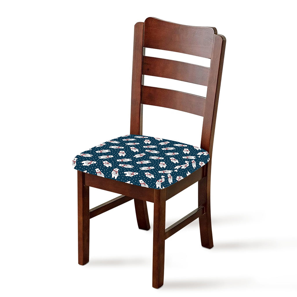 Christmas Polar Bear Pattern Print Chair Cushion Cover
