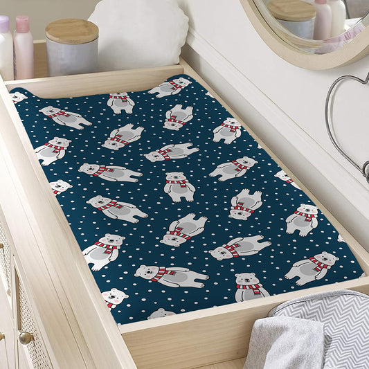 Christmas Polar Bear Pattern Print Changing Pad Cover