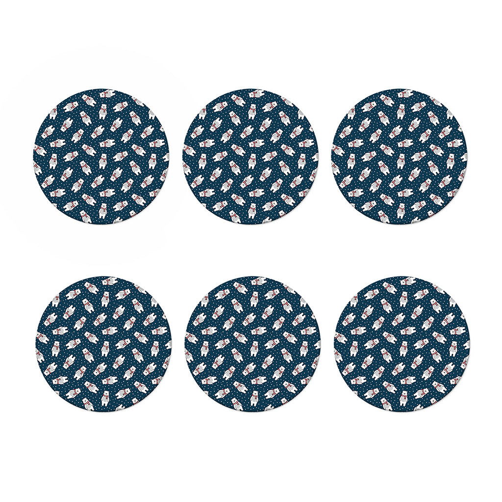 Christmas Polar Bear Pattern Print Coaster Set