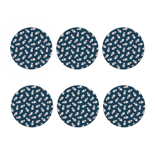Christmas Polar Bear Pattern Print Coaster Set