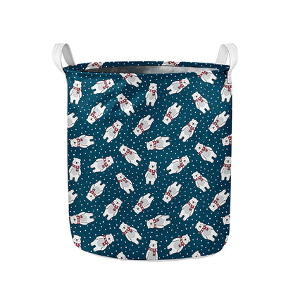 Christmas Polar Bear Pattern Print Collapsible Laundry Basket