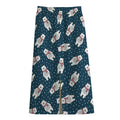 Christmas Polar Bear Pattern Print Cotton Front Slit Maxi Skirt