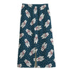 Christmas Polar Bear Pattern Print Cotton Front Slit Maxi Skirt