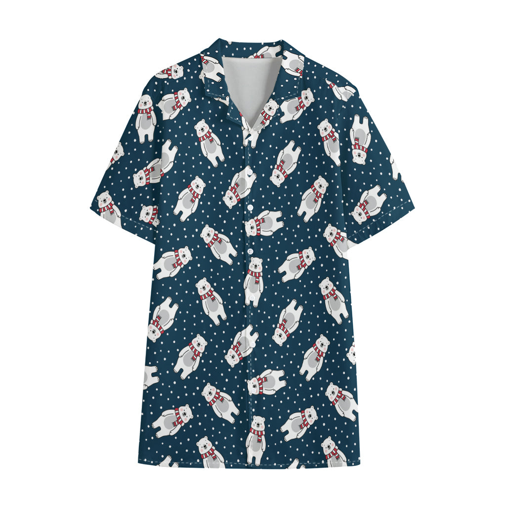 Christmas Polar Bear Pattern Print Cotton Hawaiian Shirt