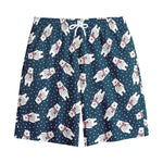 Christmas Polar Bear Pattern Print Cotton Shorts