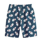 Christmas Polar Bear Pattern Print Cotton Shorts