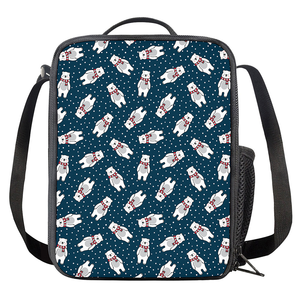 Christmas Polar Bear Pattern Print Crossbody Lunch Bag