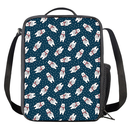 Christmas Polar Bear Pattern Print Crossbody Lunch Bag