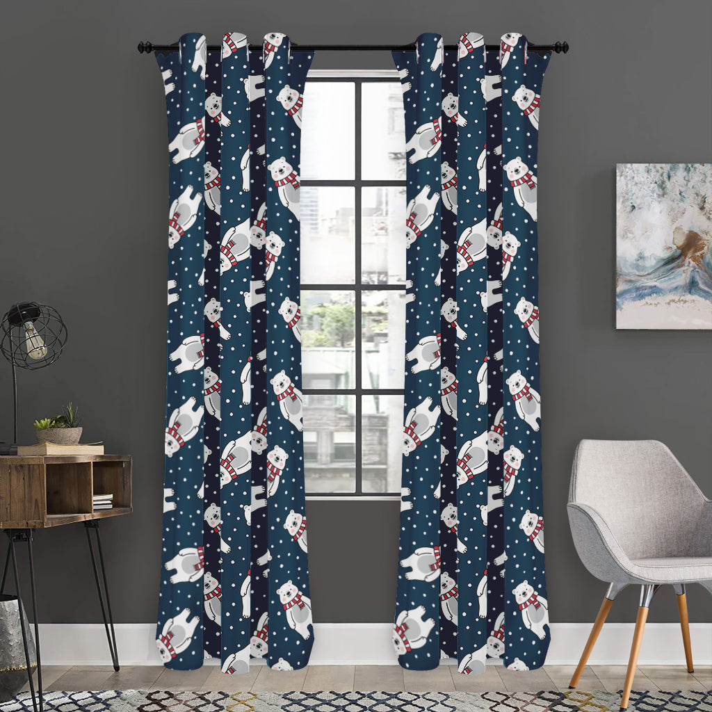 Christmas Polar Bear Pattern Print Curtain