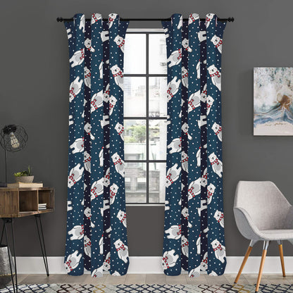 Christmas Polar Bear Pattern Print Curtain