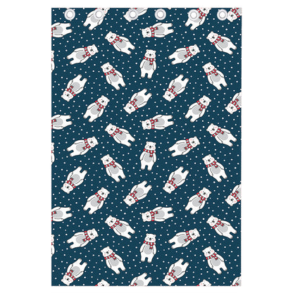 Christmas Polar Bear Pattern Print Curtain