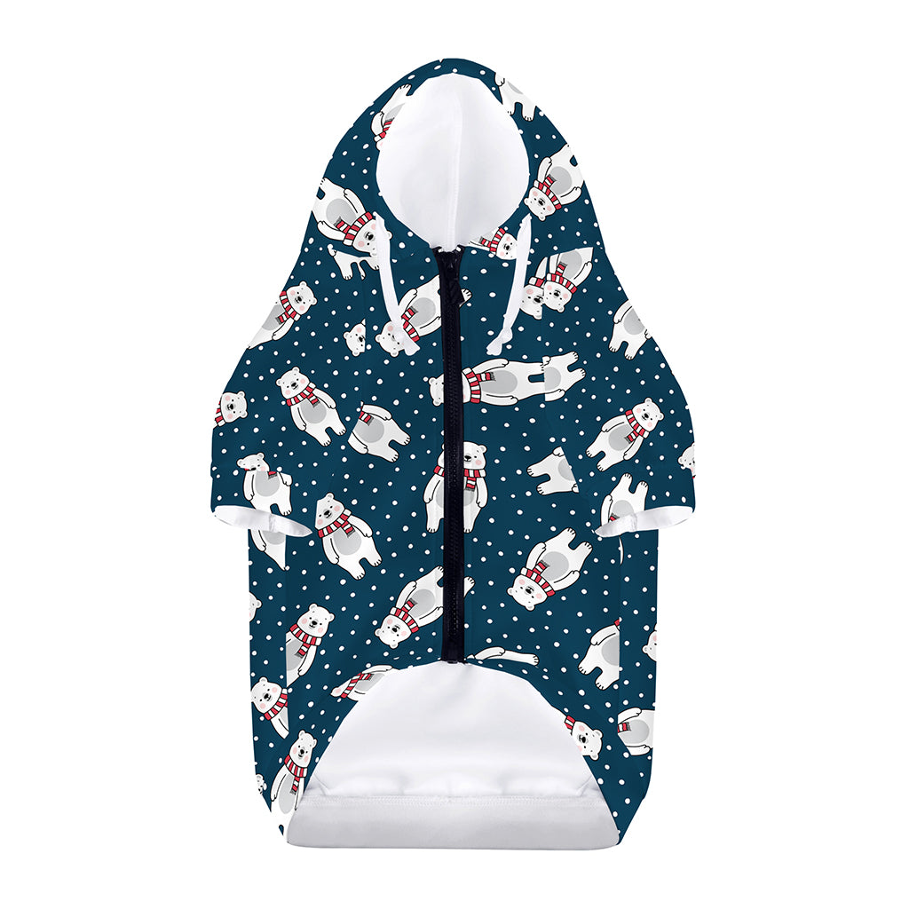 Christmas Polar Bear Pattern Print Dog Zip Up Hoodie