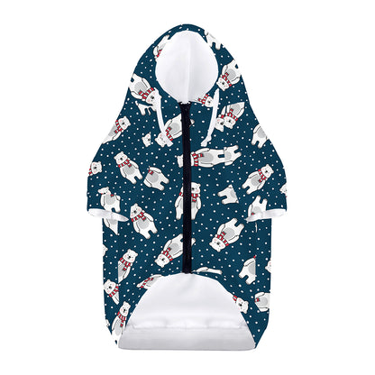 Christmas Polar Bear Pattern Print Dog Zip Up Hoodie